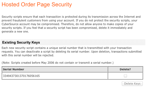 CyberSource Serial Number