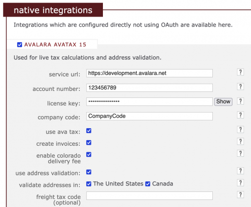 Avalara AvaTax 15 Native Integration 